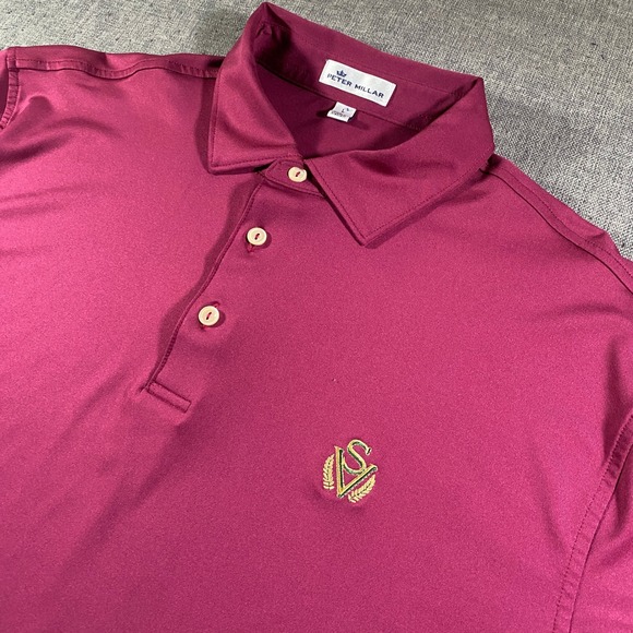 Peter Millar Other - Peter Millar Mens Large Burgundy Golf Polo Shirt Performance Embroidered Logo